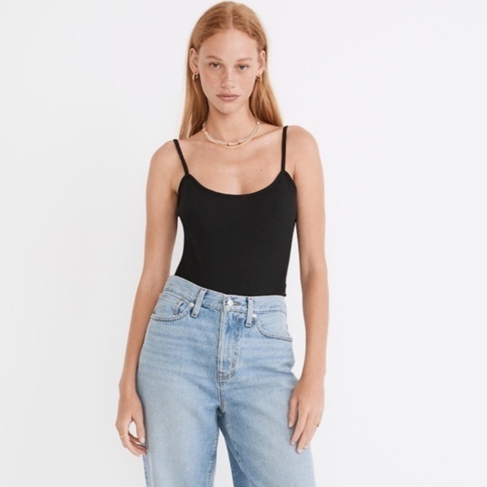 Madewell Ribbed Cami Thong Bodysuit sz S